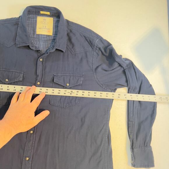 American Eagle Outfitter Shirt Men 2XL Vintage Fit Marble Snap Buttons Flannel - Picture 5 of 11